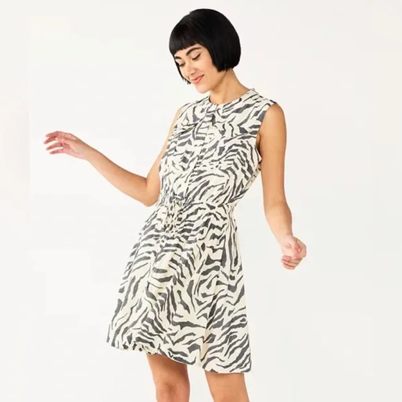 nine west fit and flare dress NWT Nine West Fit Flare Utility Dress XXL Womans Mocha Elastic Waist Long Sleeve